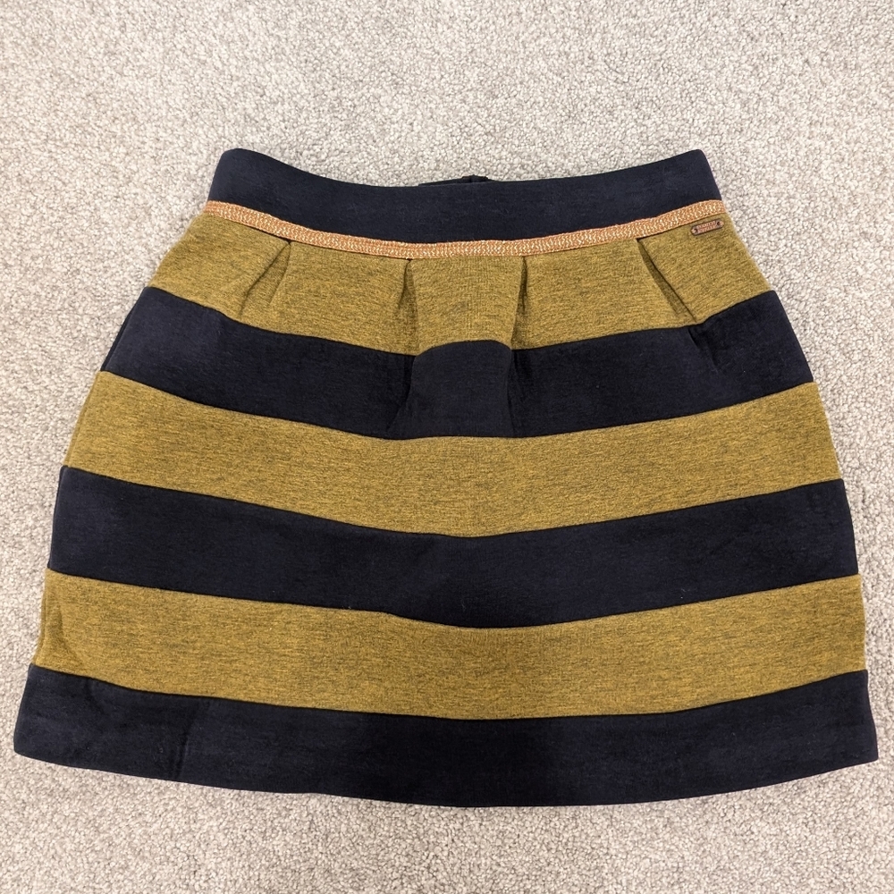 GUC Scotch R'Belle Navy and Olive Green Striped Mini Skirt